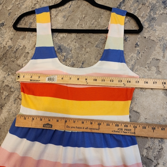J. Crew Tiered knit maxi dress in rainbow wide stripe cotton size XS - Picture 6 of 12
